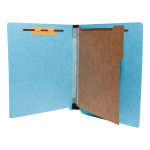 End Tab Folders With 1 Divider, 4 Fasteners, 2in Expansion, Legal Size, Light Blue, Box Of 20