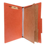 Folders With 2 Dividers, 6 Fasteners, Legal Size, Red, Box Of 15