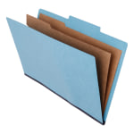 Folders With 2 Dividers, 6 Fasteners, Legal Size, Blue, Box Of 15