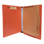 End-Tab Folders With 2 Dividers, 6 Fasteners, 2in Expansion, Letter Size, Red, Box Of 15