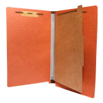 End-Tab Folders With 1 Divider, 4 Fasteners, 2in Expansion, Legal Size, Red, Box Of 20