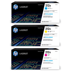 HP 212X High-Yield Cyan, Magenta, Yellow Toner Cartridges Combo, Pack Of 3, W2121X,W2122X,W2123X