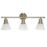 Lalia Home Essentix 3-Light Wall Mounted Vanity Light Fixture, 26-1/2inW, Alabaster White/Antique Brass