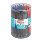 Office Depot Brand Retractable Ballpoint Pens With Grips, Medium Point, 1.0 mm, Black/Blue/Red Barrels, Black/Blue/Red Inks, Pack Of 50 Pens