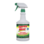 Spray Nine Heavy-Duty Cleaner/Degreaser w/Disinfectant - Spray - 32 fl oz (1 quart) - Bottle - 12 / Carton - Clear