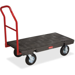 Rubbermaid Heavy-duty Platform Truck - Push Handle Handle - 1000 lb Capacity - 4 Casters - Resin, Metal, High-density Polyethylene (HDPE) - 48in Length x 24in Width - Steel Frame - Black