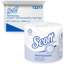 Scott 100% Recycled Fiber High-Capacity Jumbo Roll Toilet Paper - 2 Ply - 3.55in x 1000 ft - White - Fiber - 12 / Carton