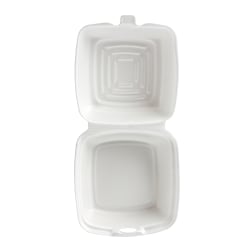 Dart Foam Carryout Hinged Container, 3inH x 6inW x 5 9/10inD, White, Pack Of 125