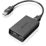 Lenovo DisplayPort to Dual-DisplayPort Adapter - DisplayPort A/V Cable for Audio/Video Device, Monitor - First End: 1 x DisplayPort Digital Audio/Video - Male - Second End: 2 x DisplayPort Digital Audio/Video - Female - Black