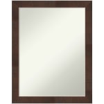 Amanti Art Narrow Non-Beveled Rectangle Framed Bathroom Wall Mirror, 27-1/4in x 21-1/4in, Wildwood Brown