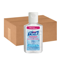 PURELL Portable Instant Hand Sanitizer - 2 fl oz (59.1 mL) - Flip Top Bottle Dispenser - Kill Germs - Hand - Clear - Moisturizing - 24 / Carton