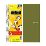 Five Star Notebook, 8in x 10 1/2in, 3 Subjects, Wide Ruled, 75 Sheets, Assorted Colors (No Color Choice)