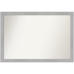 Amanti Art Narrow Non-Beveled Rectangle Framed Bathroom Wall Mirror, 26-1/2in x 38-1/2in, Vista Brushed Nickel