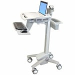 Ergotron StyleView Laptop Cart - 18 lb Capacity - 4 Casters - Aluminum, Plastic, Zinc Plated Steel - 18.3in Width x 50.5in Height - White, Gray, Polished Aluminum17.3in Screen Supported