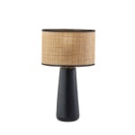 Adesso Sheffield Table Lamp, 22-1/4inH, Rattan Shade/Black Base