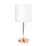 Creekwood Home Oslo USB Port Metal Table Lamp, 19-1/2inH, White Shade/Rose Gold Base