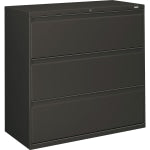 HON 800 42inW x 19-1/4inD Lateral 3-Drawer File Cabinet With Lock, Charcoal