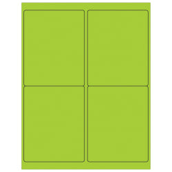 Tape Logic Permanent Labels, LL181GN, Rectangle, 4in x 5in, Fluorescent Green, Case Of 400