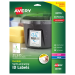 Avery Easy Align Self-Laminating ID Labels, 00755, Rectangle, 3-1/2in x 4-1/2in, White, Pack of 50