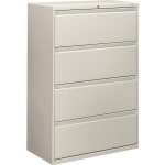 HON 800 36inW x 19-1/4inD Lateral 4-Drawer File Cabinet With Lock, Light Gray