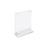 Azar Displays Double-Foot Acrylic Sign Holders, 7in x 5in, Clear, Pack Of 10