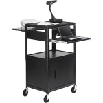 Bretford CA2642DNS-E5 Multimedia Cabinet Cart - Up to 20in Screen Support - 3 x Shelf(ves) - Hinged Door - 43in Height x 24in Width x 18in Depth - Steel - Black