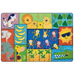 Carpets for Kids Pixel Perfect Collection Jungle Jam Counting and Seating Rug, 6ft x 9ft, Multicolor