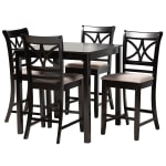 Baxton Studio Chandler 5-Piece Pub Set, 36inH x 35-7/16inW x 35-7/16inD, Sand/Espresso