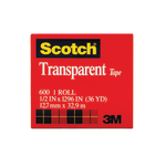 Scotch Transparent Tape, 1/2in x 1296in, Clear