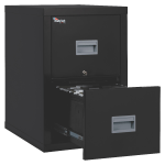 FireKing Patriot 25inD Vertical 2-Drawer Fireproof File Cabinet, Metal, Black, White Glove Delivery