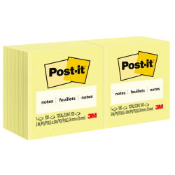 Post-it Notes, 3 in x 3 in, 12 Pads, 100 Sheets/Pad, Clean Removal, Canary Yellow