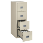 FireKing Patriot 17-3/4inD Vertical 4-Drawer Fireproof File Cabinet, Metal, Parchment, White Glove Delivery