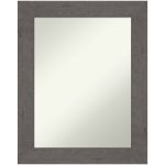 Amanti Art Non-Beveled Rectangle Framed Bathroom Wall Mirror, 29-1/2in x 23-1/2in, Rustic Plank Gray