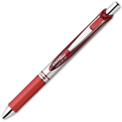 Pentel EnerGel RTX Liquid Gel Pen, Medium Point, 0.7 mm, Silver Barrel, Red Ink