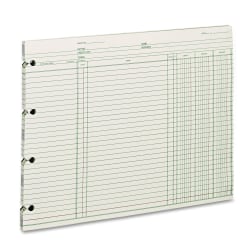 Wilson Jones Columnar Ruled Sheets, 4-Hole, 30 Lines, 20 Columns, 9 1/4in x 11 7/8, Ledger Size, Brown, Pack Of 100