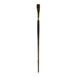 Winsor & Newton Galeria Long-Handle Paint Brush, Size 12, Flat Bristle, Polyester, Burgundy