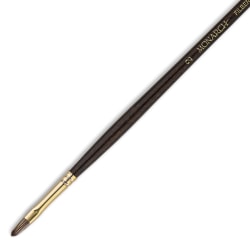 Winsor & Newton Monarch Long-Handle Paint Brush, Size 2, Flat Bristle, Synthetic, Brown