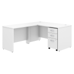 Bush Business Furniture Studio C 60inW L-Shaped Corner Desk With Mobile File Cabinet And Return, White, Standard Delivery