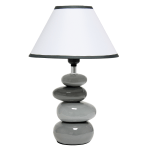 Creekwood Home Priva Ceramic Stacking Stones Table Lamp, 14-3/4inH, White Shades/Gray Base