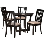 Baxton Studio Nellie Dining Set, 29-15/16inH x 35-7/16inW x 35-7/16inD, Sand/Dark Brown