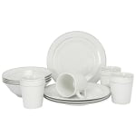 Gibson Home Tuxedo Deluxe 12-Piece Dinnerware Set, White/Gold