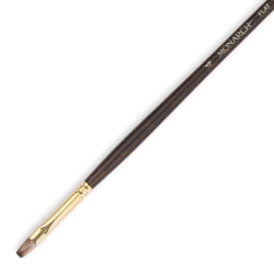 Winsor & Newton Monarch Long-Handle Paint Brush, Size 6, Flat Bristle, Synthetic, Brown