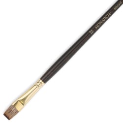 Winsor & Newton Monarch Long-Handle Paint Brush, Size 12, Flat/Bright Bristle, Synthetic, Brown