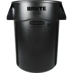 Rubbermaid Commercial Brute Round Plastic Vented Trash Containers, 44 Gallons, Black, Pack Of 4 Containers