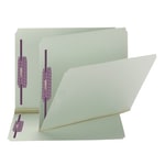 Smead Pressboard Fastener Folders With SafeSHIELD Coated Fasteners, 2in Expansion, Letter Size, Gray/Green, Box Of 25