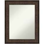 Amanti Art Non-Beveled Rectangle Framed Bathroom Wall Mirror, 29-1/2in x 23-1/2in, Ridge Bronze