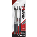 Pilot Precise V5 Liquid Ink Retractable Rollerball Pens, Extra-Fine Point, 0.5mm, Black Barrel, Black Ink, Pack Of 3