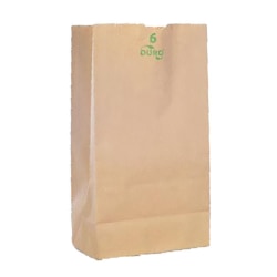 Duro Novolex #6 Paper Bags, 11 1/16inH x 6inW x 3 5/8inD, Kraft, Pack Of 500