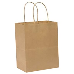 Duro Bag Novolex Paper Shopping Bags With Handles, 17inH x 12inW x 7inD, Kraft, Carton Of 300