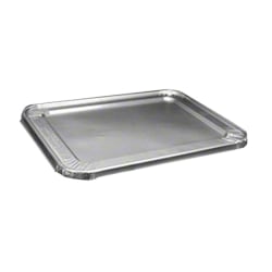 HFA Foil Lids For Half Size Shallow Foil Pans, 12 13/16in x 10 7/16in, Silver, Pack Of 100